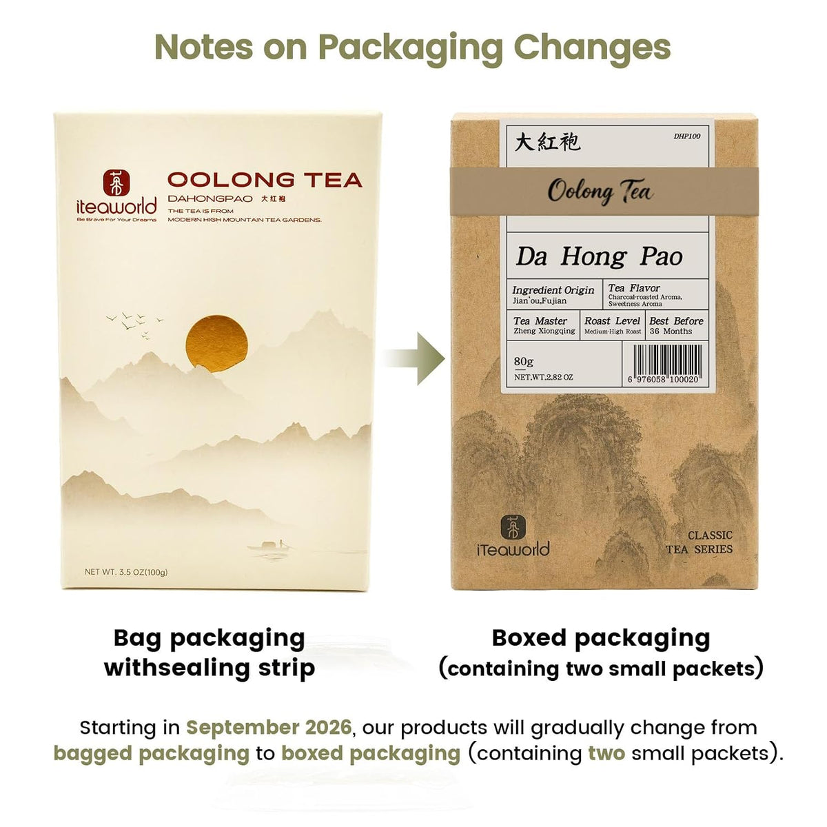 iTeaworld Da Hong Pao Oolong Loose Leaf Tea, Roasted Style Oolong（3.5oz)