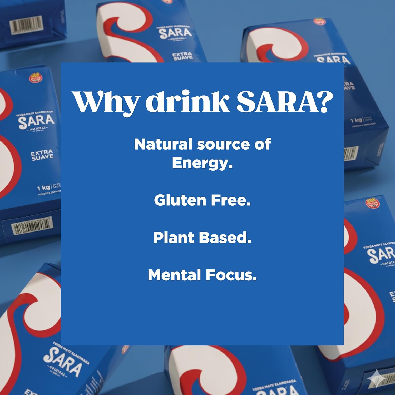 SARA Yerba Mate Extra Smooth - Uruguayan Yerba Mate Tea - Ground Leaf Mate - Rich & Balanced Flavor - Yerba Mate Sara Extra Suave Azul 2-Pack (2kg - 4.4lbs total)