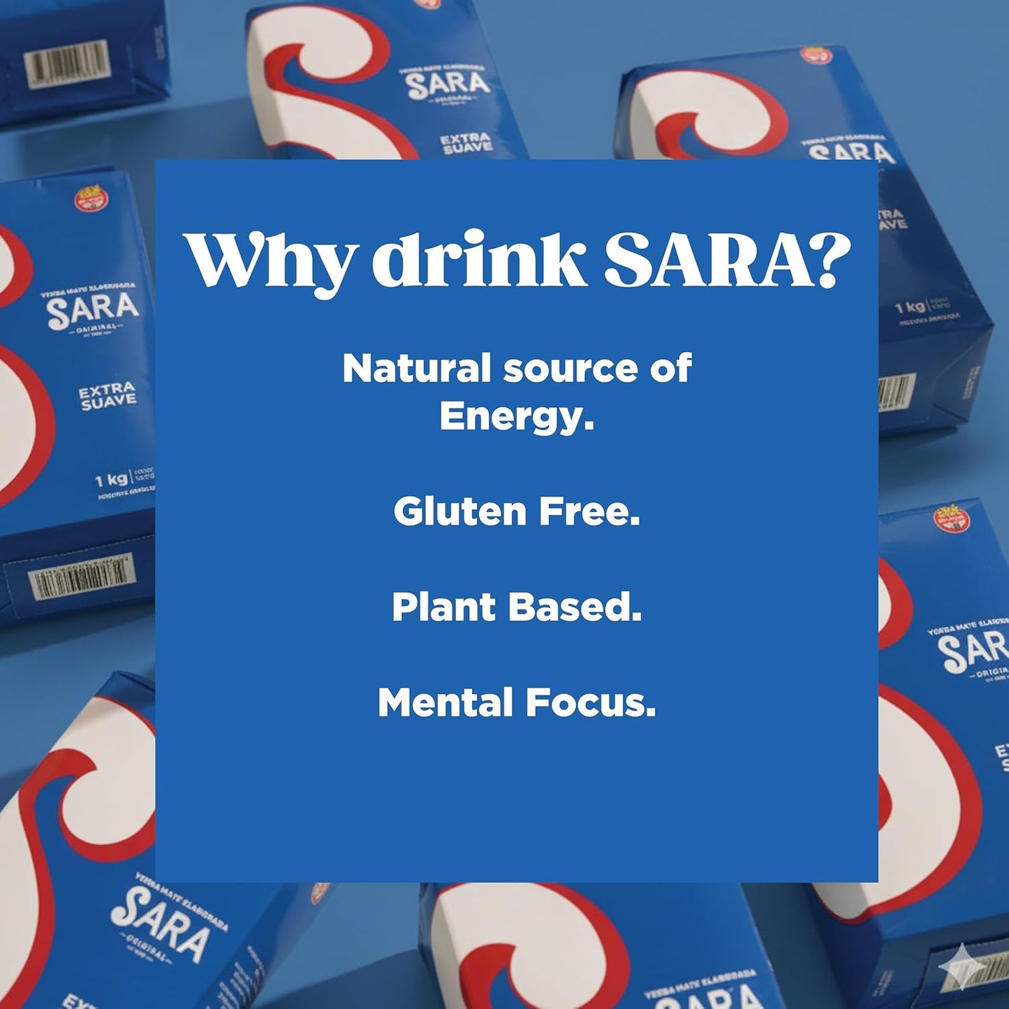 SARA Yerba Mate Extra Smooth - Uruguayan Yerba Mate Tea - Ground Leaf Mate - Rich &amp; Balanced Flavor - Yerba Mate Sara Extra Suave Azul 2-Pack (2kg - 4.4lbs total)