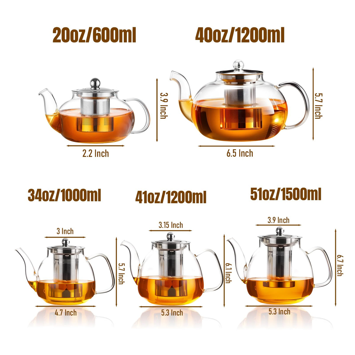PARACITY Tea Pot for Stove, 20 oz Stovetop Clear Glass Teapot with Infuser