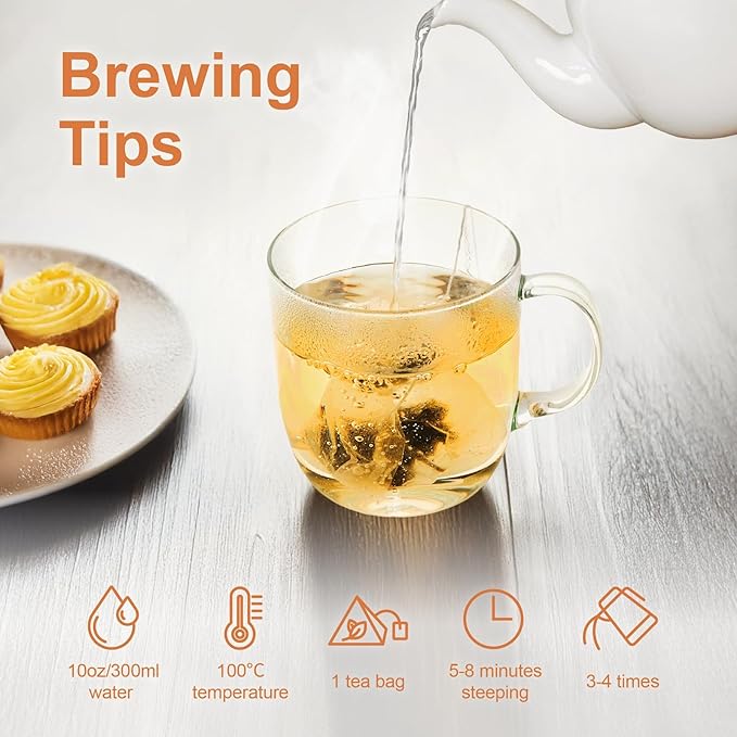 Jemutecha Decaffeinated Oolong 15 Tea Bags, 100% Pure Organic Award-Winning Tea, Refreshing & Smooth, Non-GMO, Premium Taiwanese Asian Tzen Tea for Digestion & Energy