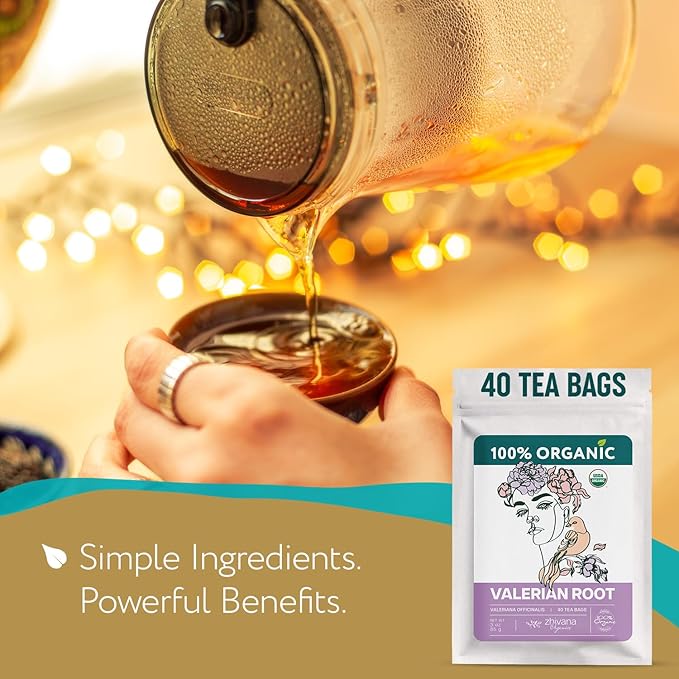 Zhivana Organics Valerian Root Tea – Organic Herbal Infusion, 40 Tea Bags