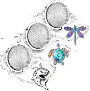 Tea Infusers for Loose Leaf Tea Cute Animal Turtle Shark Dragonfly Tea Strainers for Loose Tea Infuser with Pink Fairy Pendant Loose Leaf Tea Steeper Tea Tags Tea Diffuser (Multicolored Animal)