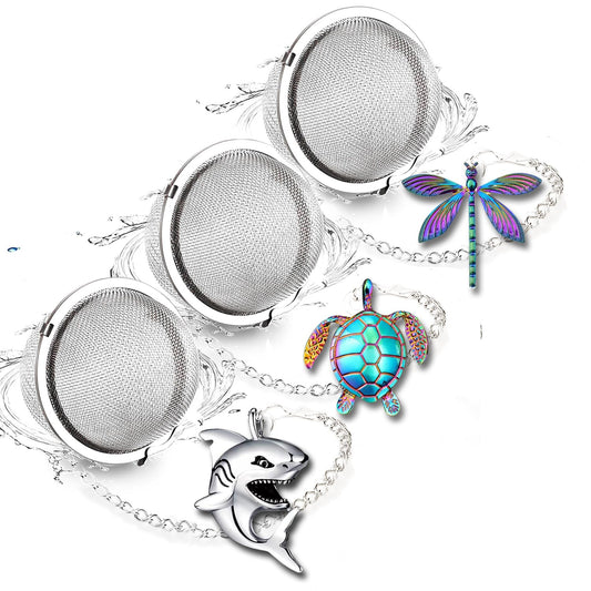 Tea Infusers for Loose Leaf Tea Cute Animal Turtle Shark Dragonfly Tea Strainers for Loose Tea Infuser with Pink Fairy Pendant Loose Leaf Tea Steeper