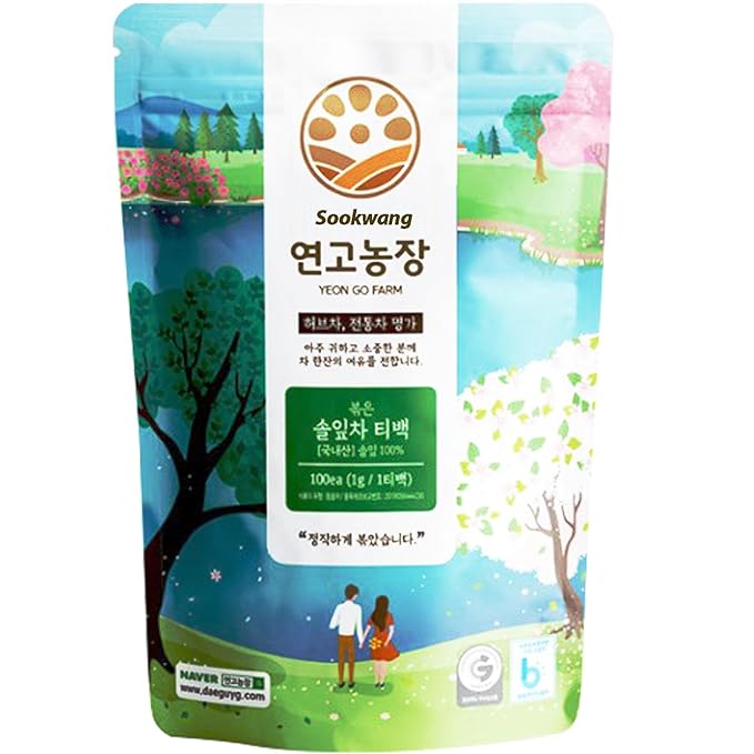 Sookwang Korean Roasted Pine Needle Tea Bags, Refreshing Herbal Drink for Hot or Iced Tea_25 Count (1g Each)