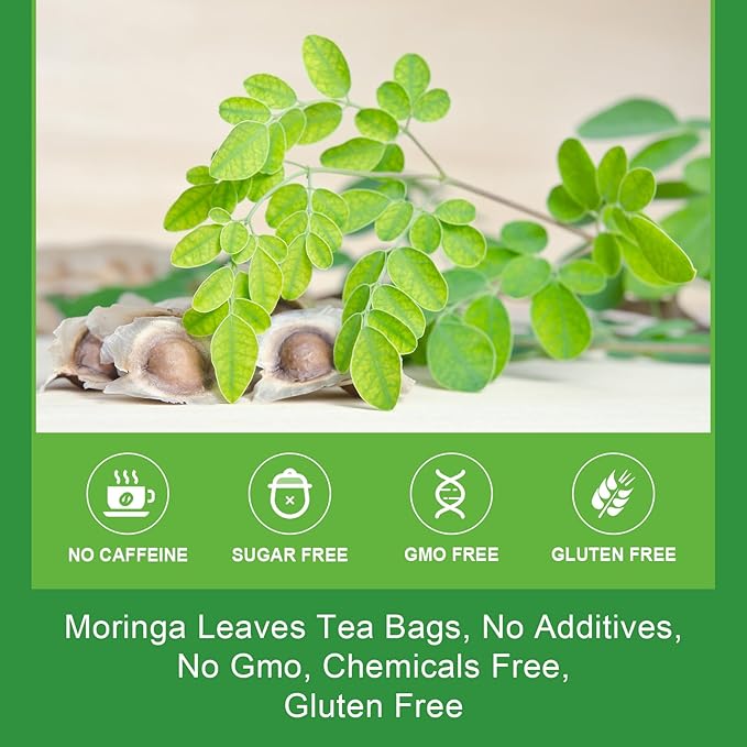 Wogorgt Organic Moringa Tea Bags - Pure Moringa Leaves Herbal Tea from India - Rich in Natural Antioxidants & Supports Daily Wellness - Caffeine Free