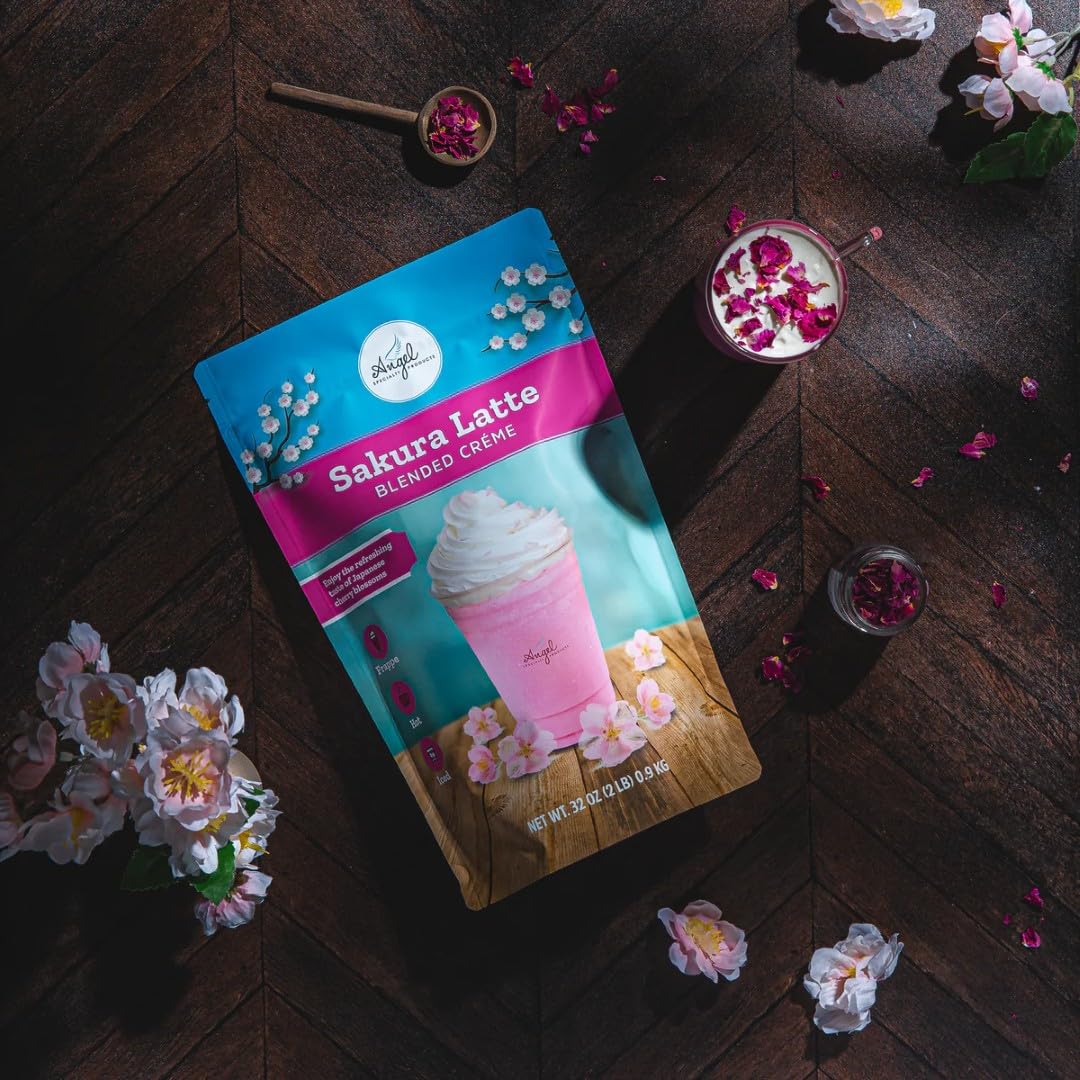 Sakura Latte Blended Crème by Angel Specialty Products [2 LB] [22 Servings]