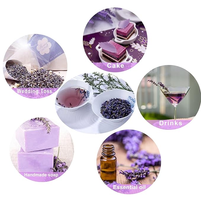 Tian HU Shan Dried Lavender Flower Buds, Culinary Food Grade for Baking, Fresh Fragrance, 4 Ounce, Caffeine Free Suger Free Vegan Herbal Tea