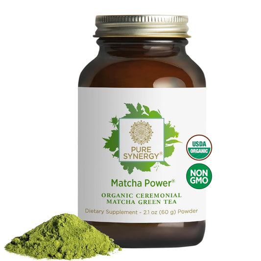 Pure Synergy Matcha Power, Organic Matcha Powder, Ceremonial Grade Japanese Green Tea Powder, For Enhanced Energy & Alertness (2.1 oz)