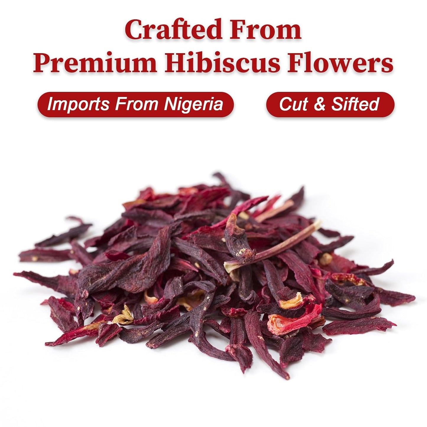 FullChea Hibiscus Loose Leaf Tea, 4oz Dried Hibiscus Flowers, Non-GMO | Flor de Jamaica, Caffeine-Free, Hot &amp; Ice Herbal Tea, Support Digestion &amp; Boost Immunity, No Additives, Resealable Pouch