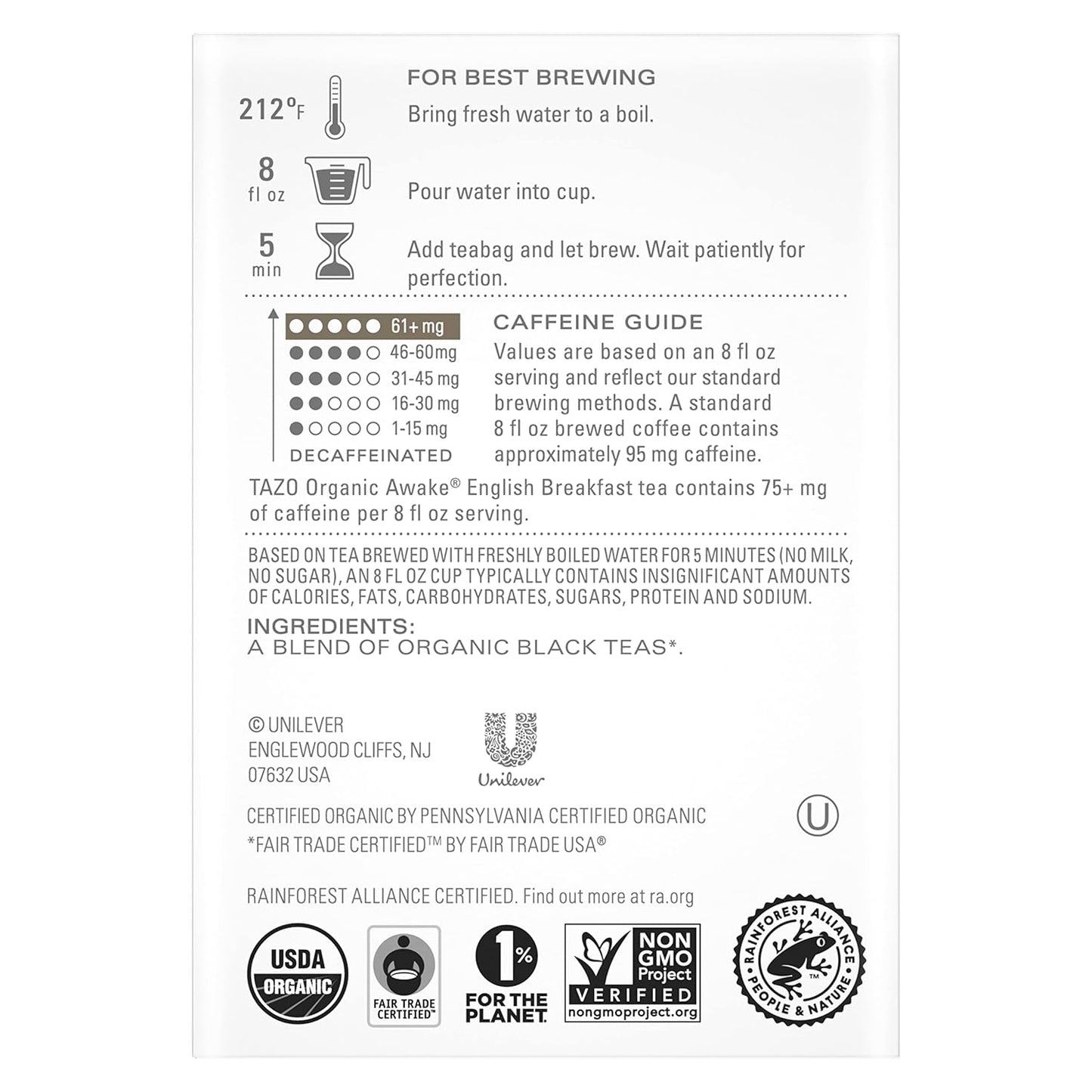 TAZO Tea Bags, Black Tea, Regenerative Organic Awake English Breakfast Tea, 36 Count