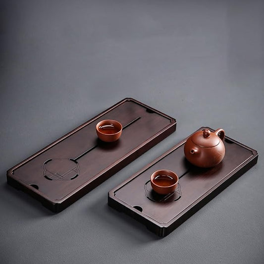 1Pcs Chinese Gongfu Table Box with Water Storage, Wooden Chinese Water Storage Drainage Tea Tray, Simple Decorative Household Tea Serving Tray(Large)