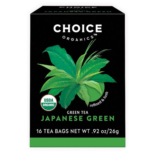 Choice Organics Japanese Green Tea, 16 Tea Bags (3 Pack) | Compostable Tea Bags, USDA Organic,Vegan and Non-GMO Verified, Naturally Caffeinated for Daily Brewing
