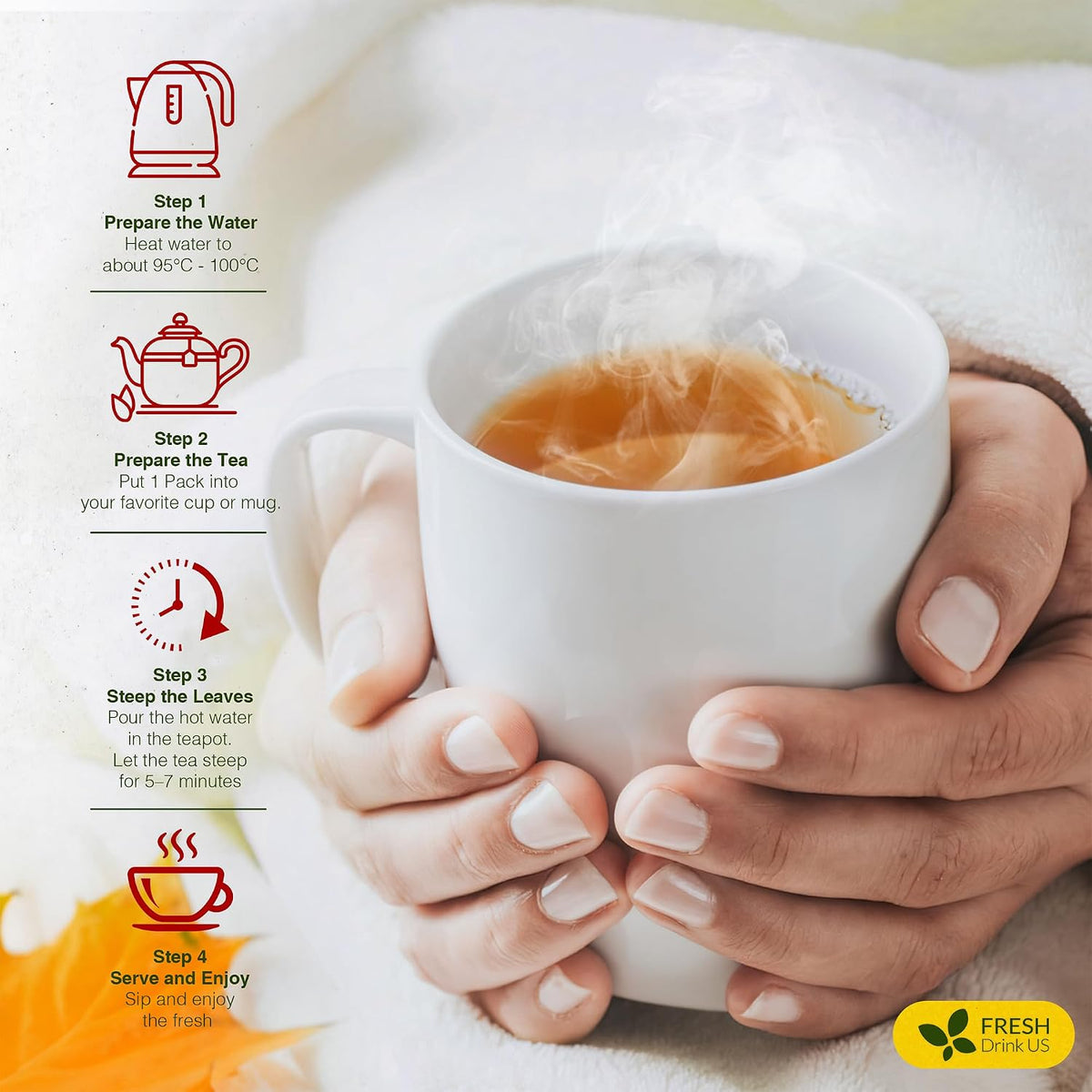 FreshDrinkUS, Yerba Mate Tea Bags | 120 Tea Bags | Traditional South American Herbal Tea – Smooth &amp; Refreshing Flavor – Premium Quality, Sustainably Sourced. Vegan.