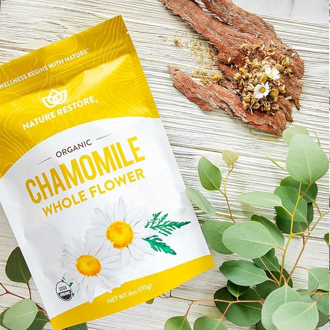 Organic Chamomile Whole Flower, Loose Leaf, Tea Leaves, 4oz