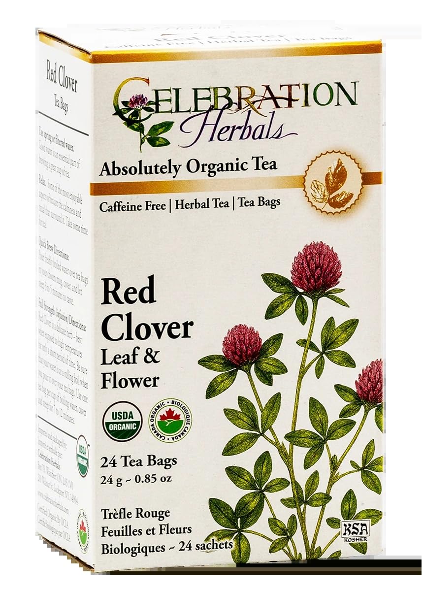 Celebration Herbals Organic Red Clover Leaf and Flower Tea Caffeine Free - 24 Herbal Tea Bags
