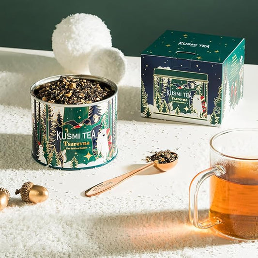Kusmi Tea - Tsarevna Organic Christmas Tea - Flavoured Blend of Organic Black Tea, Orange and Christmas Spices - Box of 4,23 oz Loose Leaf Tea - Limited Edition - Christmas Gift (Winter Sports)