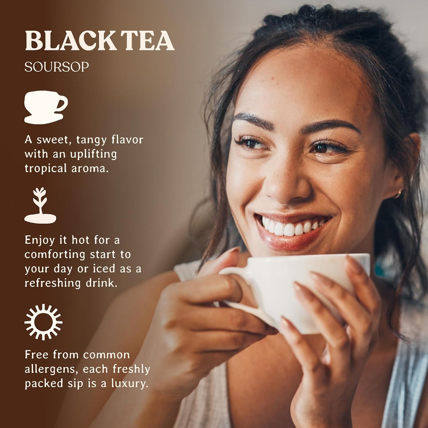 AKINA - Soursop Flavored Black Tea Bags, Individually Wrapped, Specialty String and Tag Kenyan Soursop Tea Bags, Sweet and Tangy with Uplifting Tropical Aroma (Box of 25) (50g)