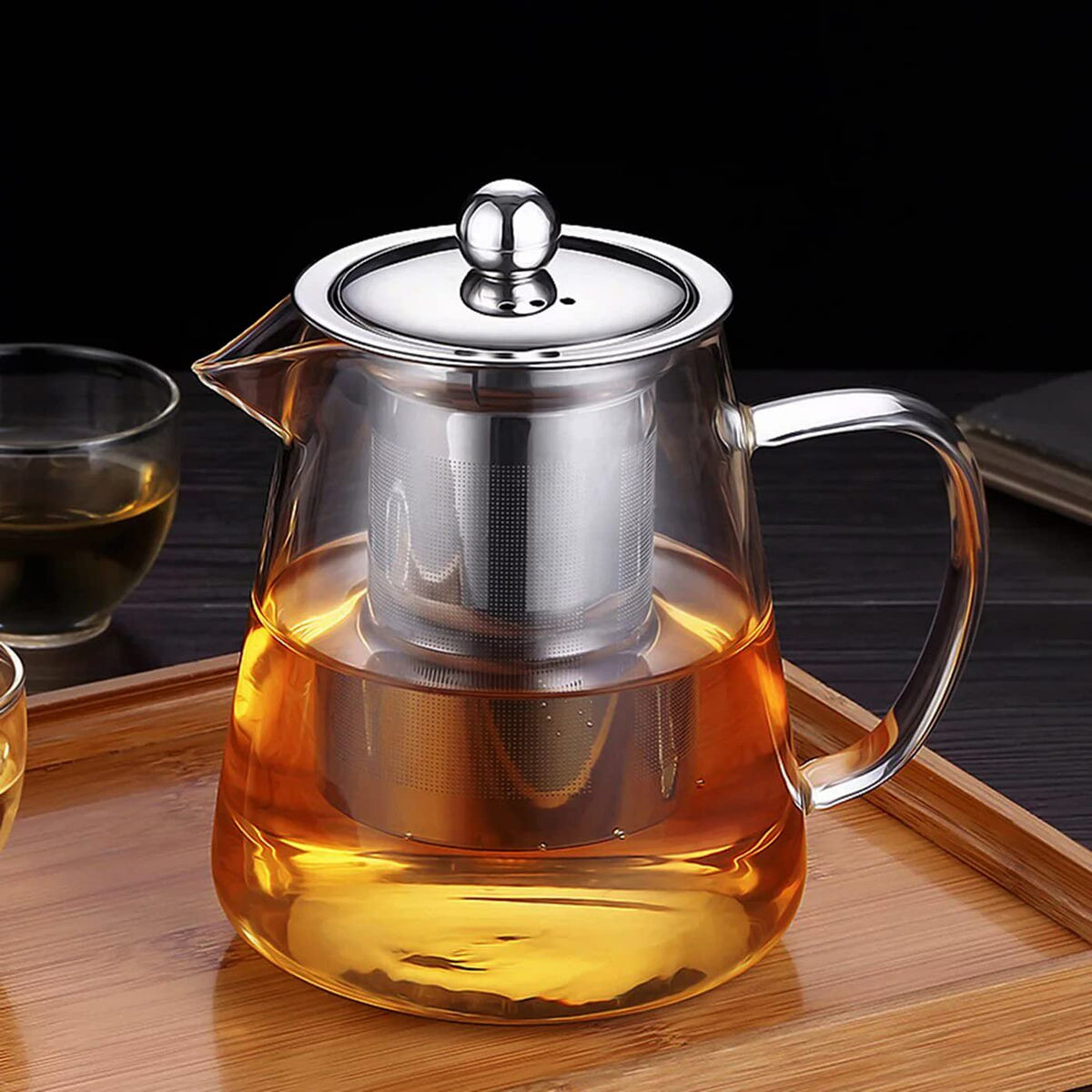 Newraturner Mini Size Glass Teapot Tea Kettle-with Stainless Steel Removable Infuser for Blooming Tea & Loose Leaf Tea