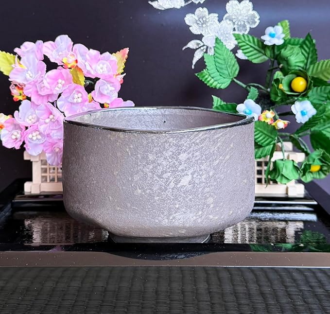 Japanese Traditional Handcrafted Mino Matcha Chawan Tea Bowl Cup Ceremony Tableware Pottery (Gin Kesshou)