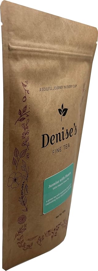 Denise's Fine Tea, USDA Organic, Jasmine with Flower, Green Tea, Loose Leaf (100g)