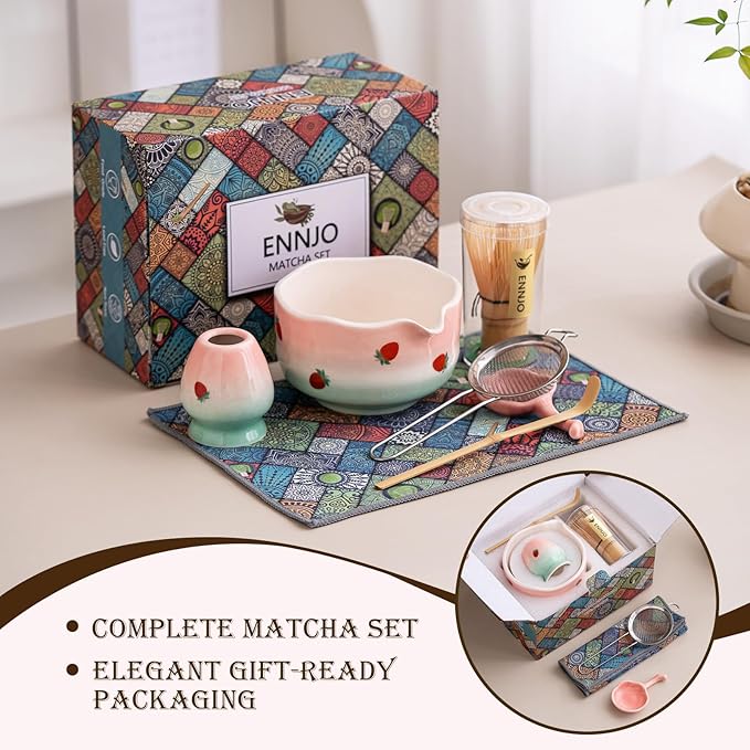 7 Pcs Matcha Whisk Set Elegant Petal Shaped Matcha Bowl Design, Ideal for Matcha Lover, Matcha Kit That Perfect for Home Gatherings And Social Sharing, Microwave And Dishwasher Safe