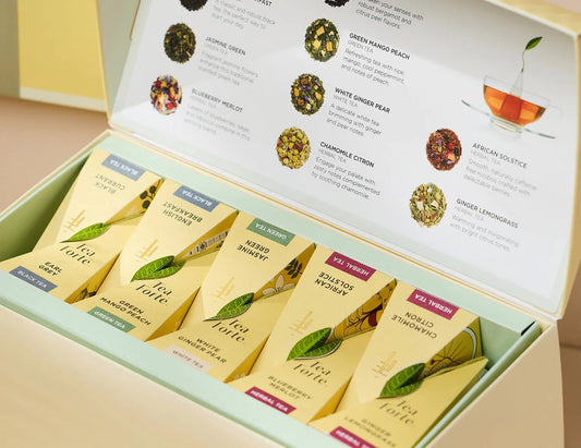 Tea Forte Tea Sampler, 20 Pyramid Infuser Bags, Premium Tea Gift Set | Assorted Tea Presentation Box, 2 of Each Blend, Individually Wrapped, Giftable Presentation Box for Tea Lovers