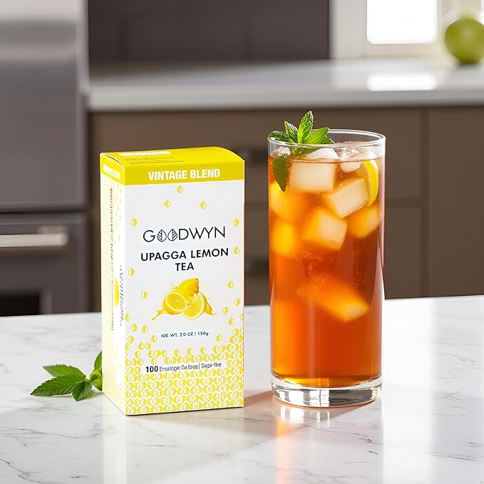 Goodwyn Lemon Black Tea – 100 Individually Wrapped Plastic-Free Tea Bags, Lemongrass Black Tea with Natural Lemon Flavor, Medium Caffeine