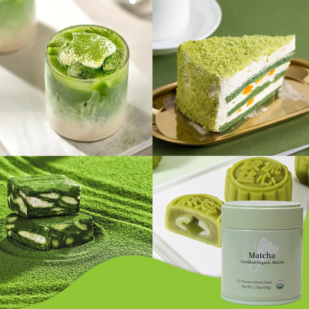 MatchAdmire Matcha Premium First Harvest USDA Certified Organic Green Tea Matcha Powder, Rich Flavor, 100% Vegan with No Fillers, Radiation-Free (50g Culinary Grade Matcha)