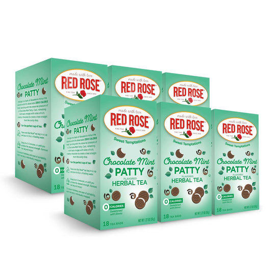 Red Rose Sweet Temptations Chocolate Mint Patty Dessert Herbal Tea, 6 Pack | Sweet, dessert-inspired herbal tea | Naturally flavored | Caffeine-free | Ideal sweet treat