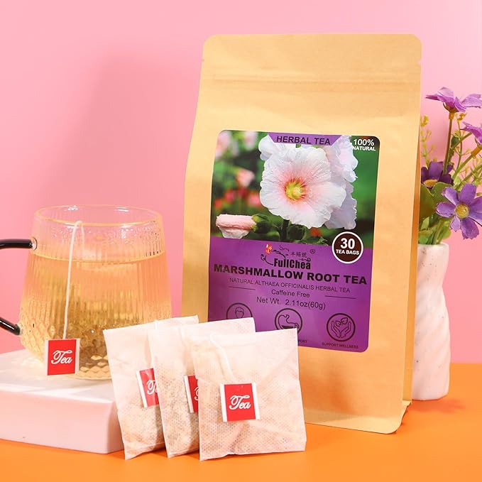 FullChea - Marshmallow Root Tea, 2g X 30 Count - Premium Natural Dried Cut & Sifted Althaea Officinalis - Non-GMO - Caffeine-free & Promote Digestion