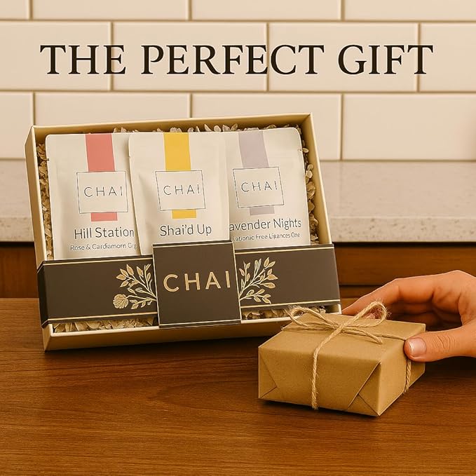 A Chai for Every Mood: Premium Organic Chai Tea Gift Set – 3 Inspired Loose Leaf Spiced Tea Blends + Stainless Steel Infuser – Wellness Gift Box