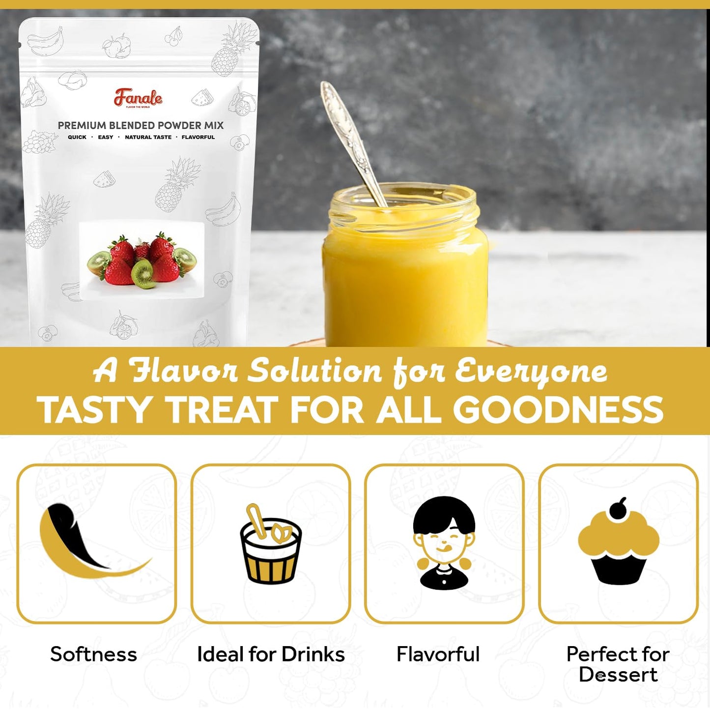 Fanale Egg Pudding Milk Tea Powder, Instant Flavoring Powder, 2.2lbs Pk-1 | Instant Flavoring Mix Perfect for Boba Milk Tea, Smoothies, Baking &amp; Desserts. Rich &amp; Creamy Beverage Powder, Easy to Prep