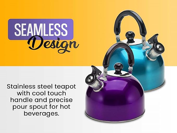 Stainless Steel Stovetop Whistling Tea Kettle 3 Liter (3-Quart) Classic Teapot with Ergonomic Handle, Works on Induction Cooktops Red, Pack of 12