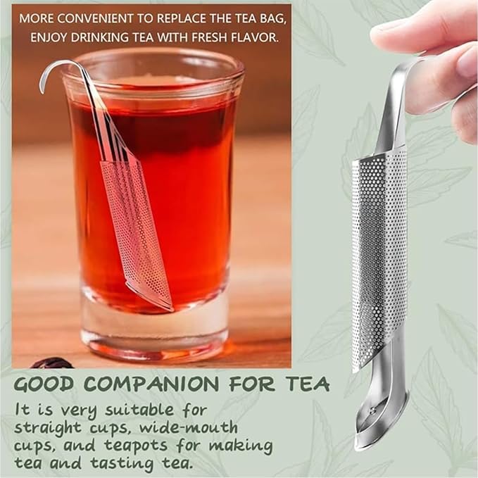 Stainless Steel Pipe Tea Infuser with Hanging Hook, Fine Mesh Loose Leaf Tea & Coffee Strainer, Creative Tea Artifact with Handle for Easy Brewing