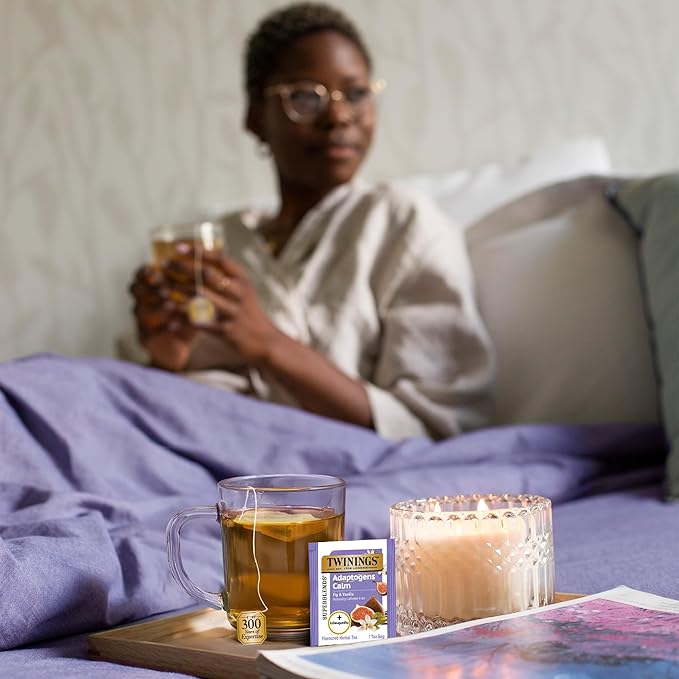 Twinings Superblends Adaptogens Calm with Ashwagandha Fig & Vanilla Flavoured Herbal Tea, Naturally Caffeine-Free, 18 Tea Bags (Pack of 6), Enjoy Hot or Iced, 108 Teabags