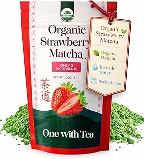 Organic Strawberry Matcha for Iced Lattes – Latte Ready Ceremonial Grade Green Tea Powder, Naturally Flavored, Organic, 2.1 oz