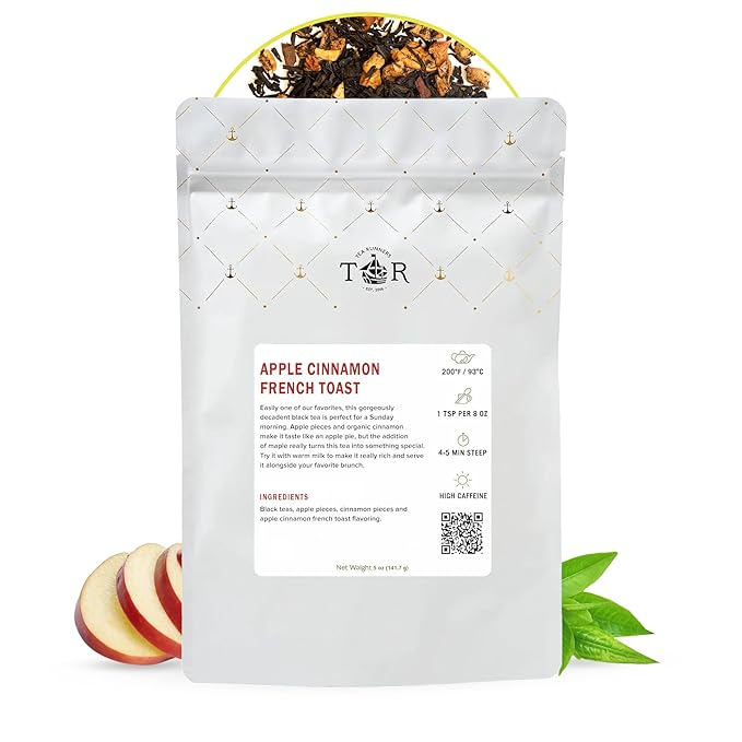 Tea Runners Apple Cinnamon French Toast – Flavored Loose Leaf Black Tea | Sweet Maple Brunch Blend with Apples & Spices | Cozy High Caffeine Breakfast Tea | Great with Milk or as a Dessert Brew - 5oz