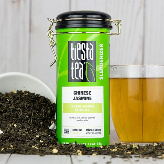 Tiesta Tea - Chinese Jasmine, Loose Leaf, Classic Jasmine, Medium Caffeinated Green Tea, Brews Up to 50 Cups, 4.5 Ounce Refillable Tin