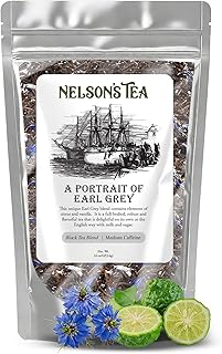 Nelson's Tea - A Portrait of Earl Grey - Exquisite Loose Leaf Black Tea Infused with Cornflower Petals & Bergamot Flavor - Premium Loose Leaf Tea Leaves - Perfect Blend for Tea Enthusiasts - 16 oz.