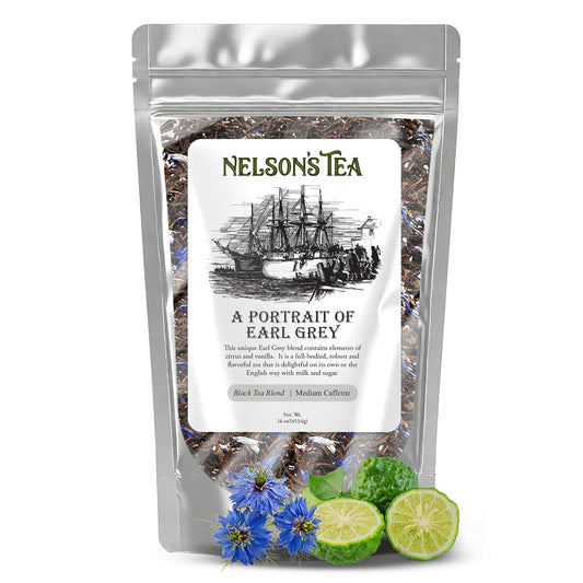 Nelson's Tea Portrait Earl Grey Cornflower Loose Leaf Black Tea, 16 oz | Petals Bergamot Classic • Tea • Loose Leaf Black Tea • Cornflower Petals • Portrait Earl Grey Cornflower Loose Leaf Black