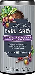 The Republic of Tea – All Day Earl Grey Whiskey Vanilla Fig Black Tea, Naturally Caffeinated, 36 Tea Bags