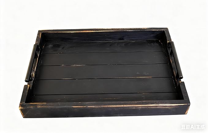Coffee Table Tray Decorative Nested Vintage Wood Serving Tray Set for Eating, Breakfast, Party, Kitchen, Ottoman