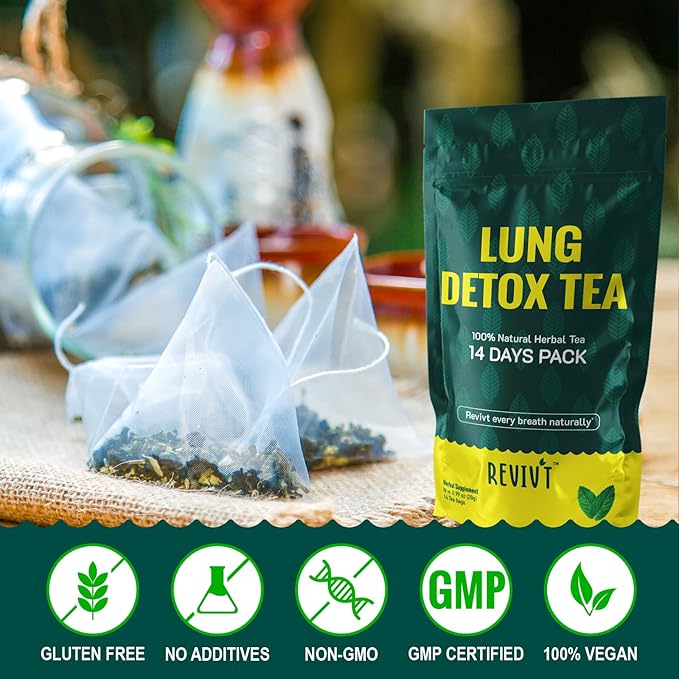 Revivt Herbal Tea – Mullein Leaf, Eucalyptus, Thyme & Peppermint – Caffeine-Free, 14 Day Supply