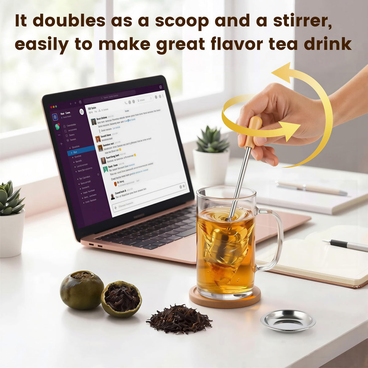ZPUFAW 2Packs of Tea Infuser for Loose Leaf Tea, Long Handle 18/8 Stainless Steel Tea Scoop Infuser Fine Mesh Tea Strainers