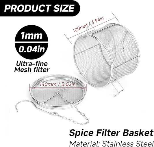 Seasoning Strainer Large Stainless Steel Tea Infuser, sieve fine mesh with Extended Chain Hook for Brew Loose Leaf Tea, Seasonings Cooking, Ice Cube