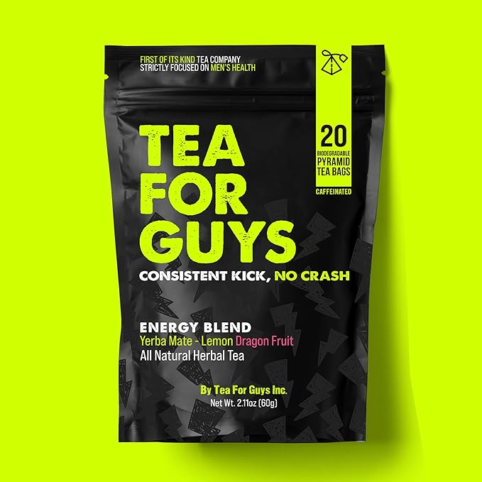 Tea For Guys: Energy Tea – Natural Caffeine Boost for Stamina, Focus, and Endurance, Herbal Tea for Sustained Energy & Mens Vitality