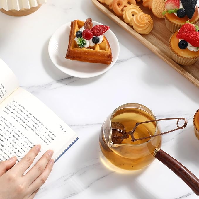 Yinder 20 Pcs Loose Leaf Tea Infuser Stainless Steel Mesh Snap Tea Ball Strainers with Handle Metal (Rose Gold)