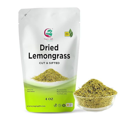 Dried Lemongrass 4 oz, Cut and Sifted Loose Leaf, Aroma Rich Lemon Grass, by Yogi's Gift ®