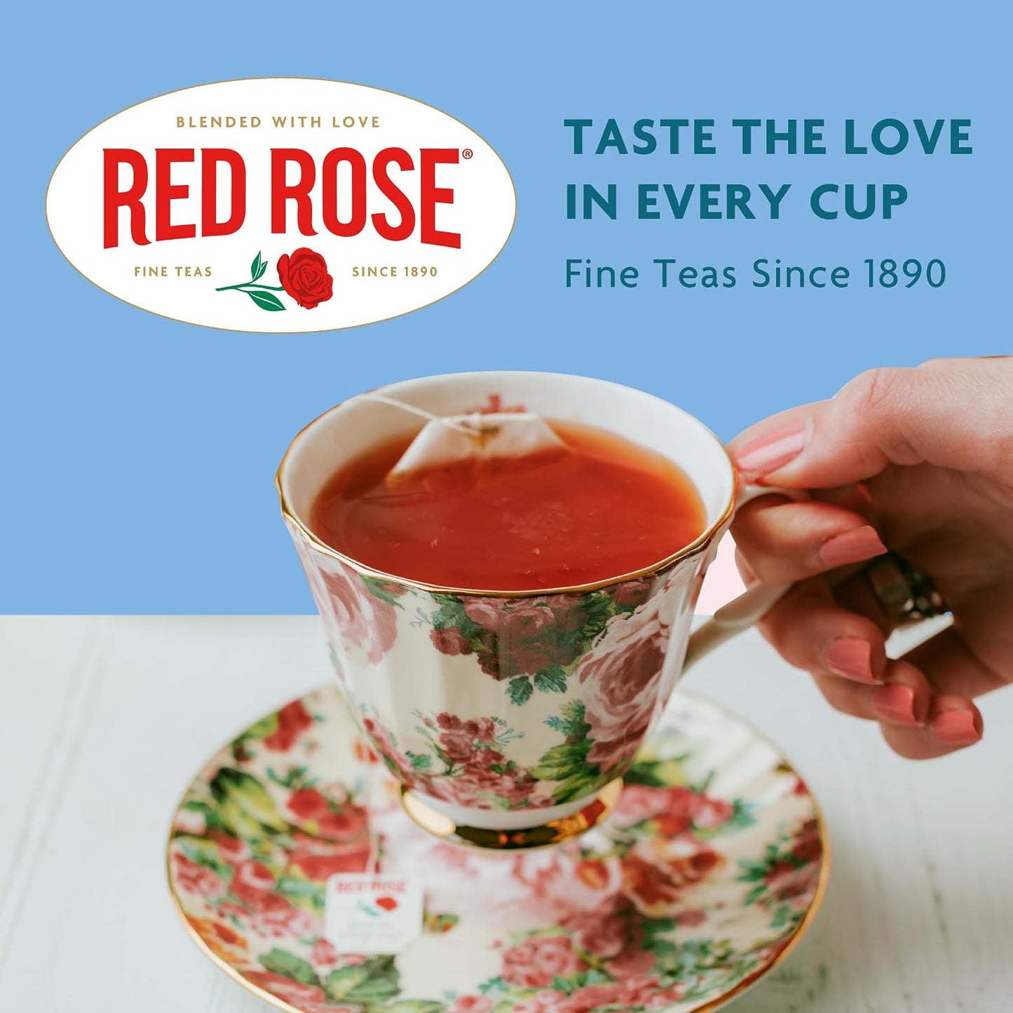Red Rose Hot Chocolate with Marshmallow Dessert Tea, 18 Count, Pack of 6 | Sweet, dessert-inspired herbal tea | Naturally flavored | Caffeine-free | Ideal sweet treat